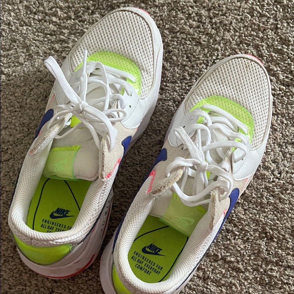 Nike White and Neon Green Sneakers